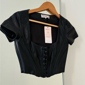 House of CB black leather top